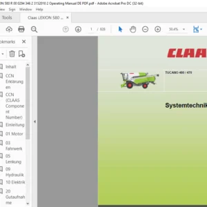 CLAAS TUCANO 480 / 470 Systemtechnik Manual - PDF DOWNLOAD (GERMAN)