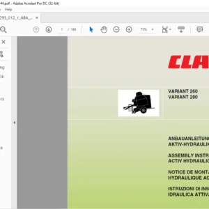 CLAAS VARIANT 260 VARIANT 280 ACTIV HYDRAULICS ASSEMBLY INSTRUCTIONS Manual_DE_EN_FR_IT