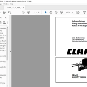 CLAAS VARIANT 260/280 Left-Right Indicator FITTING INSTRUCTIONS MANUAL_DE_EN_FR_ - PDF DOWNLOAD
