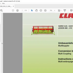 CLAAS VARIO 5.40 – 9.00 M LEXION 480 – 410 Multi Coupling Conversion Instructions Manual _DE_GB_FR_ - PDF DOWNLOAD