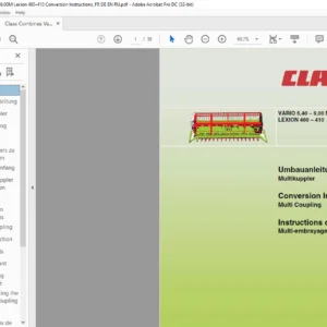 CLAAS VARIO 5.40 – 9.00 M  LEXION 480 – 410 Multi Coupling Conversion instructions Manual_DE_FR_GB
