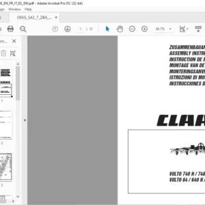 CLAAS VOLTO 740 H  740 HR VOLTO 64  640 H  640 HR ASSEMBLY INSTRUCTIONS MANUAL_DE_EN_FR_IT_ES