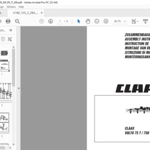CLAAS VOLTO 75 T  750 ASSEMBLY INSTRUCTIONS MANUAL_DE_EN_FR_IT - PDF DOWNLOAD