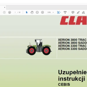 CLAAS XERION 3800 TRAC / TRAC VC 3800 SADDLE TRAC 3300 TRAC / TRAC VC 3300 SADDLE TRAC Uzupełnienie do instrukcji obsługi CEBIS - PDF DOWNLOAD (Polish)