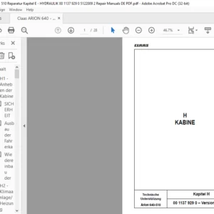 Claas ARION 640 - 510 Reparatur Kapitel E - HYDRAULIK 00 1137 929 0 5122009 2 Repair Manuals DE PDF