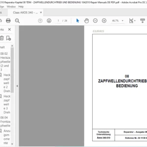 Claas AXOS 340 - 310 Reparatur Kapitel 08 TDM - ZAPFWELLENDURCHTRIEB UND BEDIENUNG 1042010 Repair Manuals DE PDF
