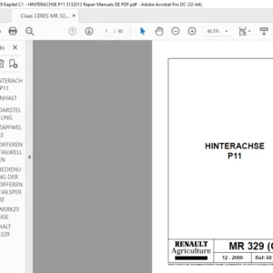Claas CERES MR 329 Kapitel C1 - HINTERACHSE P11 3132013 Repair Manuals DE PDF