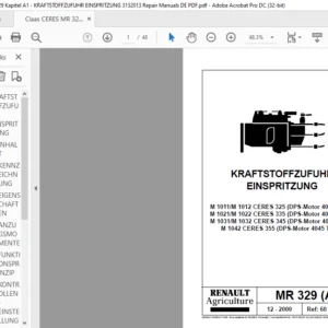 Claas CERES MR 329 Kapitel A1 - KRAFTSTOFFZUFUHR EINSPRITZUNG 3132013 Repair Manuals DE PDF
