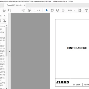 Claas ARES 506 - 606 Kapitel C1 - HINTERACHSE 60 0502 990 5 5122009 Repair Manuals DE PDF