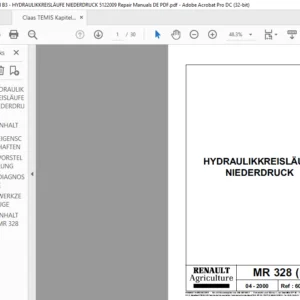 Claas TEMIS Kapitel B3 - HYDRAULIKKREISLÄUFE NIEDERDRUCK 5122009 Repair Manuals DE PDF