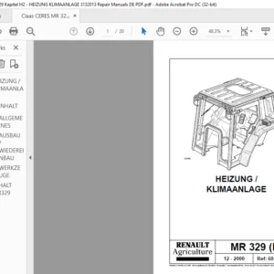 Claas CERES MR 329 Kapitel H2 - HEIZUNG KLIMAANLAGE 3132013 Repair Manuals DE PDF