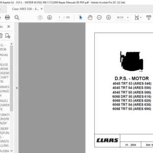 Claas ARES 506 - 606 Kapitel A2 - D.P.S. - MOTOR 60 0502 990 5 5122009 Repair Manuals DE PDF