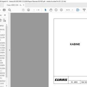 Claas ARES 506 - 606 Kapitel H1 - Kabine 60 0502 990 5 5122009 Repair Manuals DE PDF
