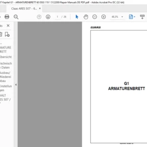 Claas ARES 507 - 607 Kapitel G1 - ARMATURENBRETT 60 0503 119 1 5122009 Repair Manuals DE PDF