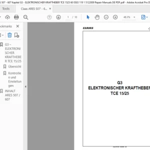 Claas ARES 507 - 607 Kapitel G3 - ELEKTRONISCHER KRAFTHEBER TCE 1525 60 0503 119 1 5122009 Repair Manuals DE PDF