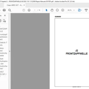 Claas ARES 507 - 607 Kapitel J2 - FRONTZAPFWELLE 60 0503 119 1 5122009 Repair Manuals DE PDF