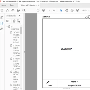 Claas ARES Kapitel F ELEKTRIK Reparatur handbuch - PDF DOWNLOAD (GERMAN)