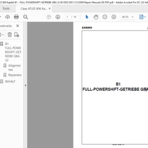 Claas ATLES 906 Kapitel B1 - FULL-POWERSHIFT-GETRIEBE GBA 32 60 0503 050 5 5122009 Repair Manuals DE PDF