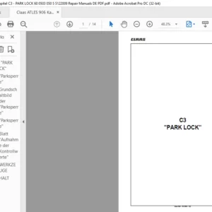 Claas ATLES 906 Kapitel C3 - PARK LOCK 60 0503 050 5 5122009 Repair Manuals DE PDF
