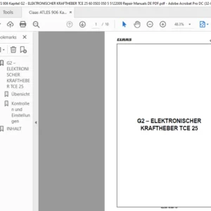 Claas ATLES 906 Kapitel G2 - ELEKTRONISCHER KRAFTHEBER TCE 25 60 0503 050 5 5122009 Repair Manuals DE PDF
