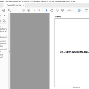 Claas ATLES 906 Kapitel H2 - HEIZUNG KLIMAANLAGE 60 0503 050 5 5122009 Repair Manuals DE PDF