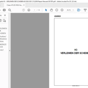 Claas ATLES 906 Kapitel H3 - VERLEIMEN DER SCHEIBEN 60 0503 050 5 5122009 Repair Manuals DE PDF