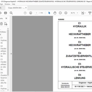 Claas AXION 850 - 810 Diagnose Kapitel E - HYDRAULIK HECKKRAFTHEBER ZUSATZSTEUERVENTILE  HYDRAULISCHE STEUERVENTILE LENKUNG 00 1 Repair Manuals DE PDF
