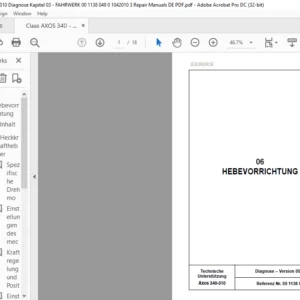 Claas AXOS 340 - 310 Diagnose Kapitel 03 - FAHRWERK 00 1138 049 0 1042010 3 Repair Manuals DE PDF
