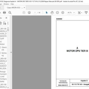 Claas Arion 630-610 C A MOTOR DPS TIER III Reparatur handbuch - PDF DOWNLOAD (German)