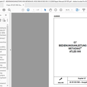 Claas Atles 906 Kapitel G7 BEDIENUNGSANLEITUNG WIN METADIAG Reparatur handbuch - PDF DOWNLOAD (German)