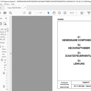 Claas Axion 810-850 Kapitel E GEMEINSAME KOMPONENTEN HECKKRAFTHEBER ZUSATZSTEUERVENTILE LENKUNG Reparatur handbuch