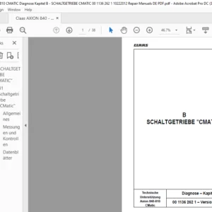 Claas Axion 840-810 CMatic Diagnose – Kapitel B SCHALTGETRIEBE "CMATIC" Reparatur handbuch - PDF DOWNLOAD (German)