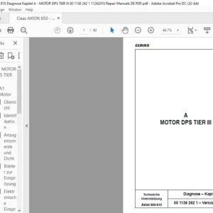Claas Axion 850-810 Diagnose – Kapitel A MOTOR DPS TIER III Reparatur handbuch - PDF DOWNLOAD (German)