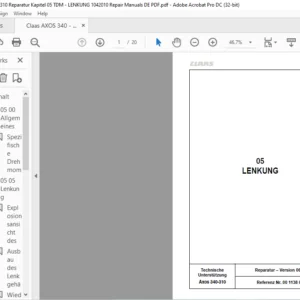 Claas Axos 340-310 05-LENKUNG Reparatur handbuch - PDF DOWNLOAD (German)