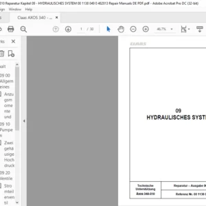 Claas Axos 340-310 09-HYDRAULISCHES SYSTEM Reparatur handbuch- PDF DOWNLOAD (German)