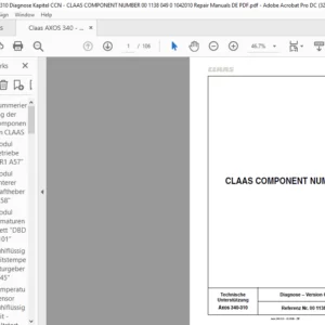 Claas Axos 340-310 CLAAS COMPONENT NUMBER Reparatur handbuch - PDF DOWNLOAD (German)