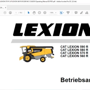 Claas CAT LEXION 590 R CAT LEXION 580 R CAT LEXION 570 R CAT LEXION 560R Betriebsanleitung - PDF DOWNLOAD (GERMAN)