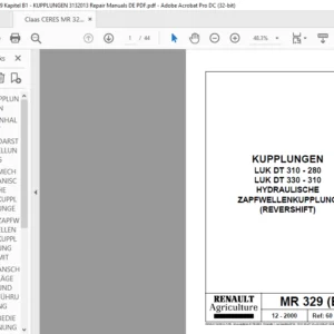 Claas CERES MR 329 Kapitel B1 - KUPPLUNGEN 3132013 Repair Manuals DE PDF