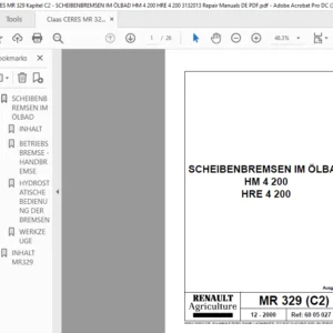 Claas CERES MR 329 Kapitel C2 - SCHEIBENBREMSEN IM ÖLBAD HM 4 200 HRE 4 200 3132013 Repair Manuals DE PDF