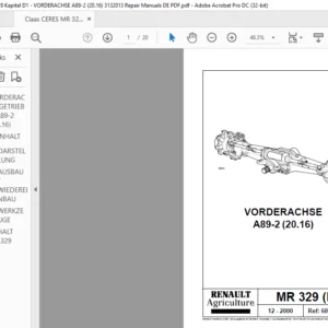 Claas CERES MR 329 Kapitel D1 - VORDERACHSE A89-2 (20.16) 3132013 Repair Manuals DE PDF