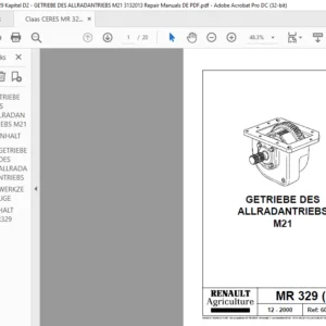 Claas CERES MR 329 Kapitel D2 - GETRIEBE DES ALLRADANTRIEBS M21 3132013 Repair Manuals DE PDF