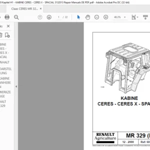 Claas CERES MR 329 Kapitel H1 - KABINE CERES - CERES X - SPACIAL 3132013 Repair Manuals DE PDF