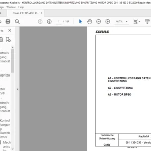 Claas Celtis Kapitel A KONTROLLVORGANG DATENBLÄTTER EINSPRITZUNG EINSPRITZUNG MOTOR DPS Reparatur handbuch- PDF DOWNLOAD (GERMAN)