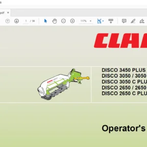 Claas DISCO 3450 PLUS 3050 / 3050 PLUS 3050 C PLUS 2650 / 2650 PLUS 2650 C PLUS Operator's Manual
