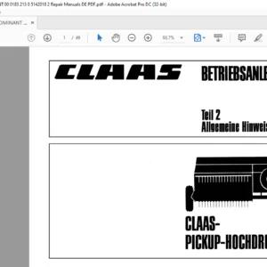 Claas DOMINANT CONSTANT MARKANT 00 0183 213 0 5142018 2 Repair Manuals DE PDF