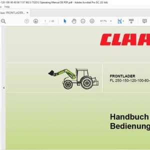 Claas FRONTLADER FL 250-150-120-100-80-60 Handbuch für Bedienung - PDF DOWNLOAD (GERMAN)