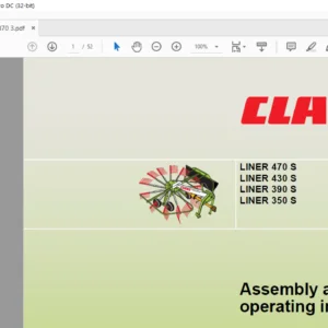 Claas LINER 470 S 430 S 390 S 350 S Assembly and Operator’s Manual - PDF DOWNLOAD