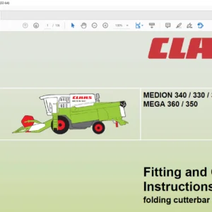 Claas MEDION 340 / 330 / 320 / 310 MEGA 360 / 350 folding cutterbar 4.50 M Fitting and Operating Instructions Manual