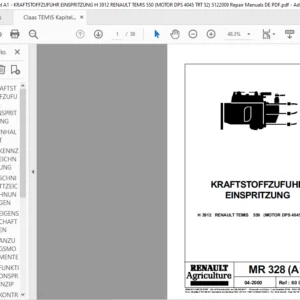 Claas MR 328 (A1-1) KRAFTSTOFFZUFUHR EINSPRITZUNG H 3912 RENAULT TEMIS 550 (MOTOR DPS 4045 TRT 52) Reparatur handbuch - PDF DOWNLOAD (German)