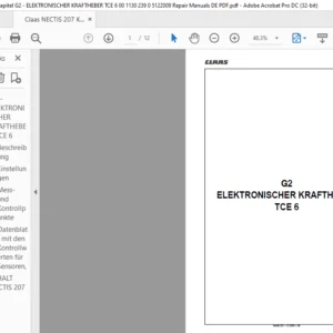 Claas NECTIS 207 Kapitel G2 - ELEKTRONISCHER KRAFTHEBER TCE 6 00 1130 239 0 5122009 Repair Manuals DE PDF
